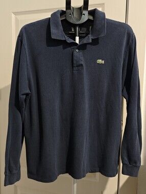 Lacoste Men's Long Sleeve Dark Blue Polo Shirts Size 6